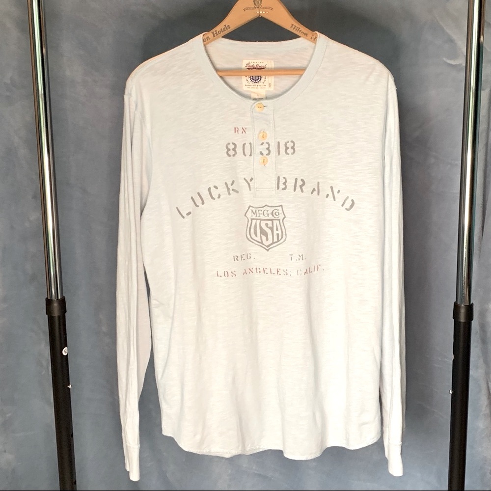 NWOT Lucky Brand henley, long sleeves, light blue